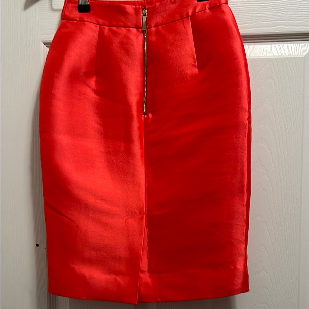 Kate Spade Madison Avenue Collection Orange/Red Silk Blend Pencil Skirt Cocktail - Picture 3 of 3